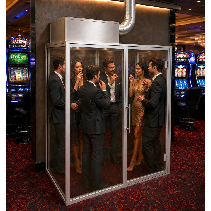 Cabine fumeurs SYCLOP 602 dans un casino simulation IA