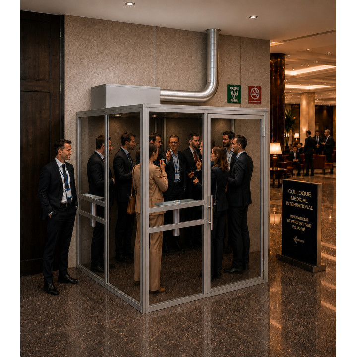 Cabine fumeurs SYCLOP 604 dans un hôtel Simulation IA